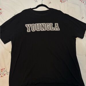 YoungLA Black Tee with Bold Logo